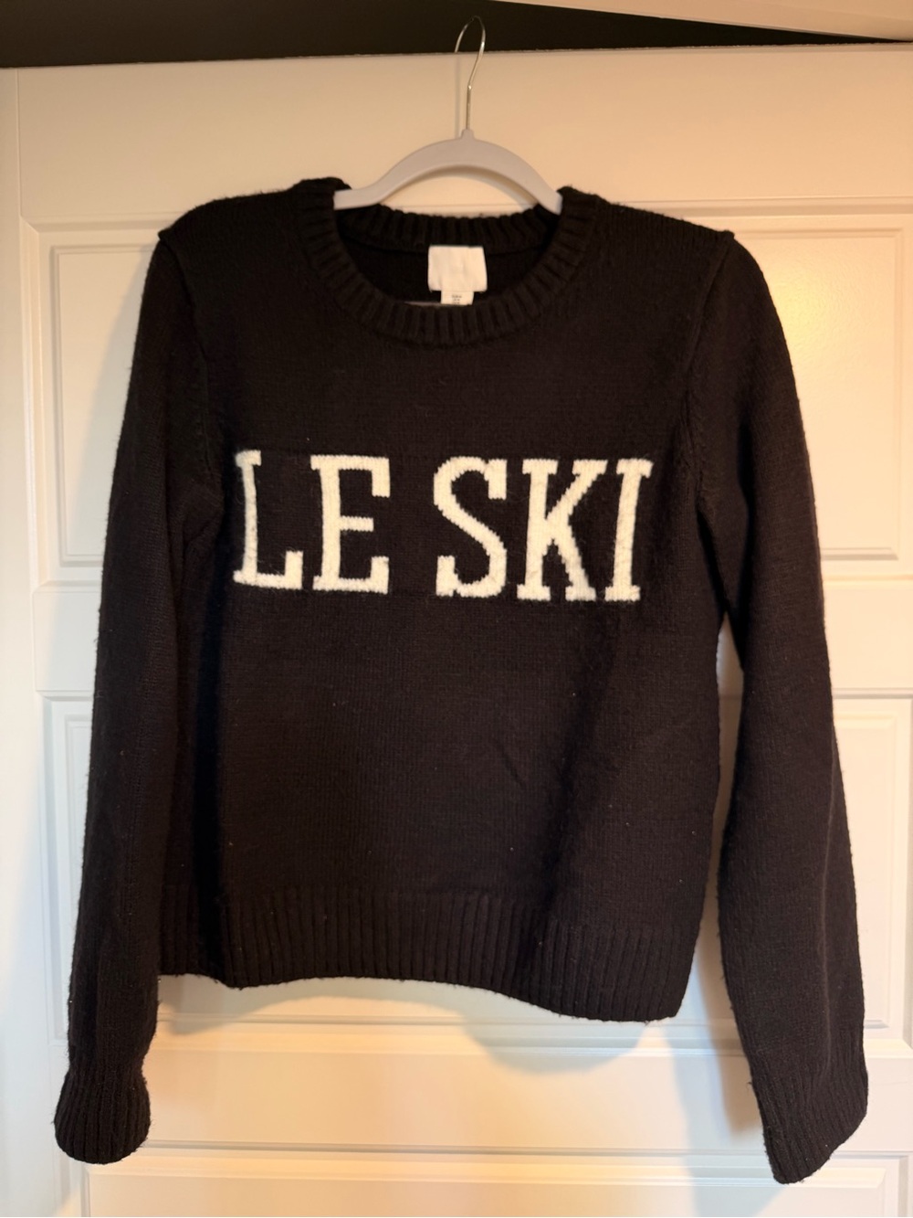 H&M Black Crewneck Sweater with White "LE SKI" Lettering